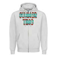 Dove Grey summer time serape doodle Zipper Hoodie - CowCowDesign