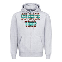 Heather Grey summer time serape doodle Zipper Hoodie - CowCowDesign