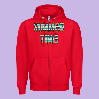 Summer Time Serape Doodle Zipper Hoodie Designed By Cowcowdesign