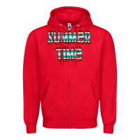 Red summer time serape doodle Zipper Hoodie - CowCowDesign
