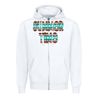 White summer time serape doodle Zipper Hoodie - CowCowDesign