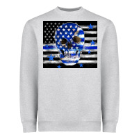 Heather Grey police flag patriotic skull Heavyweight Sweatshirt - TumblerDesignByShophia
