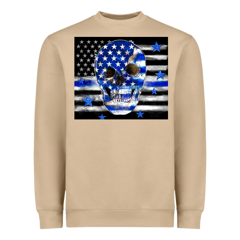Police Flag Patriotic Skull Heavyweight Sweatshirt by TumblerDesignByShophia | Teevron