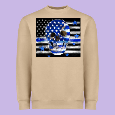 Police Flag Patriotic Skull Heavyweight Sweatshirt Designed By Tumblerdesignbyshophia