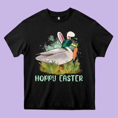Hoppy Easter Duck Hunting Heavy Core Tee Designed By Maliassmallbusiness