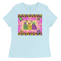 Baby Blue mardi gras bead dogs Ladies Tee - MaliasSmallBusiness
