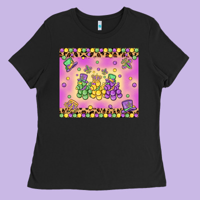 Mardi Gras Bead Dogs Ladies Tee Designed By Maliassmallbusiness