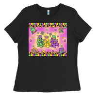 Black mardi gras bead dogs Ladies Tee - MaliasSmallBusiness