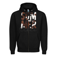 Black Summer Vibes Brown White Cowhide Zipper Hoodie - CowCowDesign
