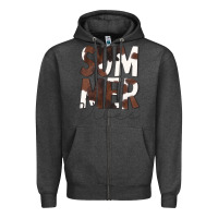 Charcoal Heather Summer Vibes Brown White Cowhide Zipper Hoodie - CowCowDesign