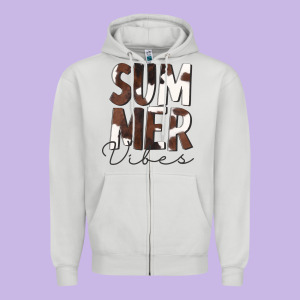 Summer Vibes Brown White Cowhide Zipper Hoodie Designed By Cowcowdesign