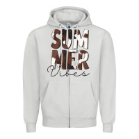 Dove Grey Summer Vibes Brown White Cowhide Zipper Hoodie - CowCowDesign