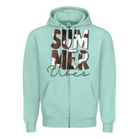 Seafoam Summer Vibes Brown White Cowhide Zipper Hoodie - CowCowDesign