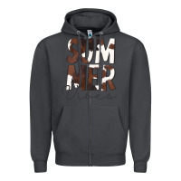 Smoke Summer Vibes Brown White Cowhide Zipper Hoodie - CowCowDesign