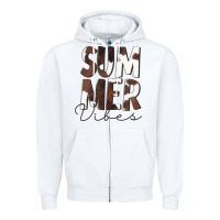 White Summer Vibes Brown White Cowhide Zipper Hoodie - CowCowDesign