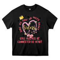 Black side by side or miles apart sisters will always be connected by heart Heavy Core Tee - MaliasSmallBusiness