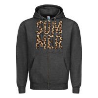 Charcoal Heather summer vibes leopard Zipper Hoodie - CowCowDesign