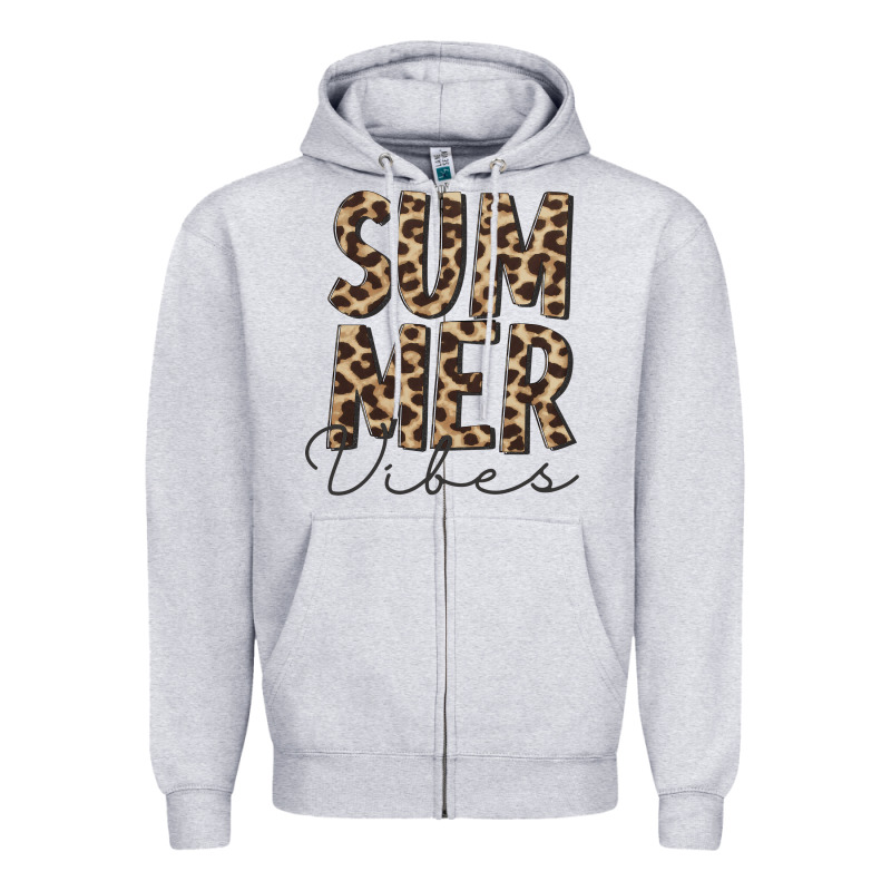 Summer Vibes Leopard Zipper Hoodie by CowCowDesign | Teevron