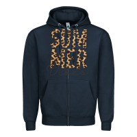 Navy summer vibes leopard Zipper Hoodie - CowCowDesign