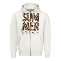Oatmeal Heather summer vibes leopard Zipper Hoodie - CowCowDesign