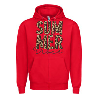 Red summer vibes leopard Zipper Hoodie - CowCowDesign