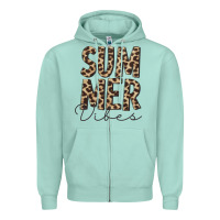 Seafoam summer vibes leopard Zipper Hoodie - CowCowDesign