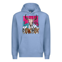 Colony Blue western hey cowboy Premium Hoodie - OliviaCreatesArt