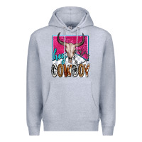 Heather Grey western hey cowboy Premium Hoodie - OliviaCreatesArt