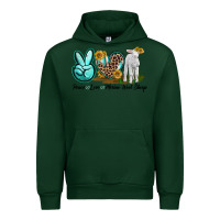 Forest Green Peace Love Merino Wool Sheep Urban Hoodie - LillyAllenDesigns