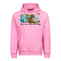 Fuchsia Pink Peace Love Merino Wool Sheep Urban Hoodie - LillyAllenDesigns