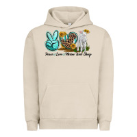 Pigment French Oak Peace Love Merino Wool Sheep Urban Hoodie - LillyAllenDesigns