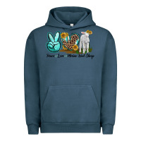Pigment Midnight Navy Peace Love Merino Wool Sheep Urban Hoodie - LillyAllenDesigns