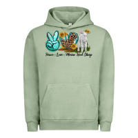 Pigment Oil Green Peace Love Merino Wool Sheep Urban Hoodie - LillyAllenDesigns