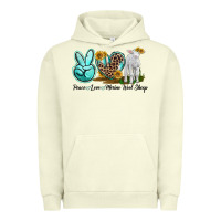 Pigment Pistachio Peace Love Merino Wool Sheep Urban Hoodie - LillyAllenDesigns