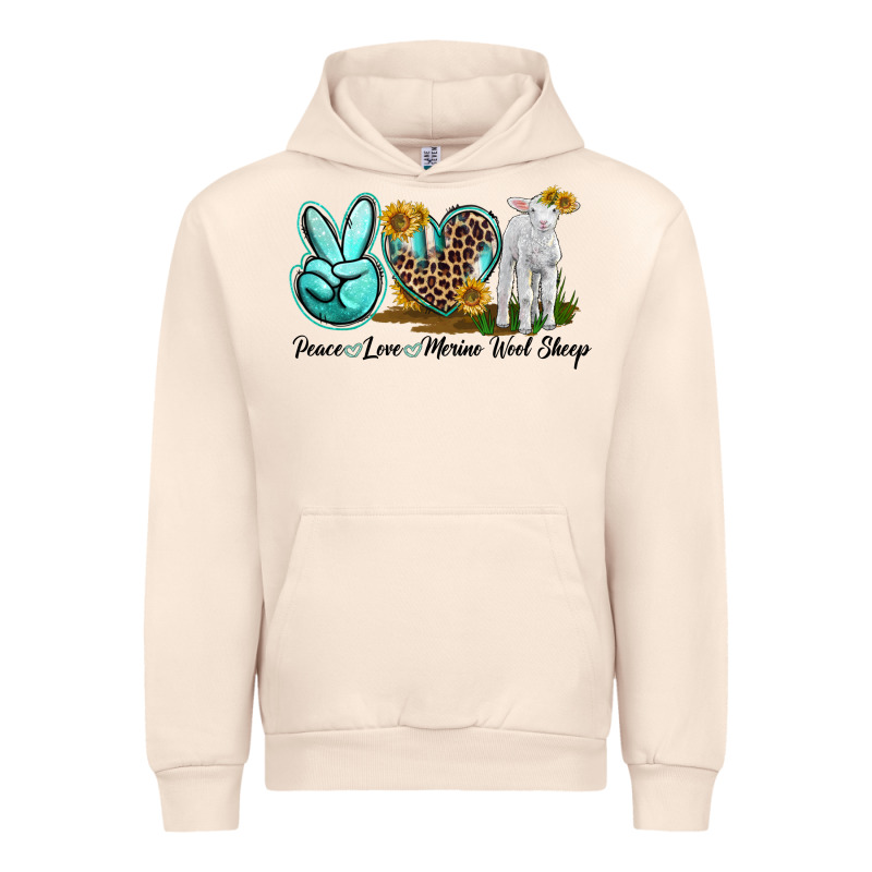 Peace Love Merino Wool Sheep Urban Hoodie by LillyAllenDesigns | Teevron