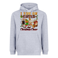 Heather Grey i run on coffee and christmas cheer Heavyweight Hoodie - FaDigitalArtStudio