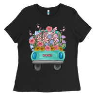 Black truck with flowers malia Ladies Tee - MaliasSmallBusiness