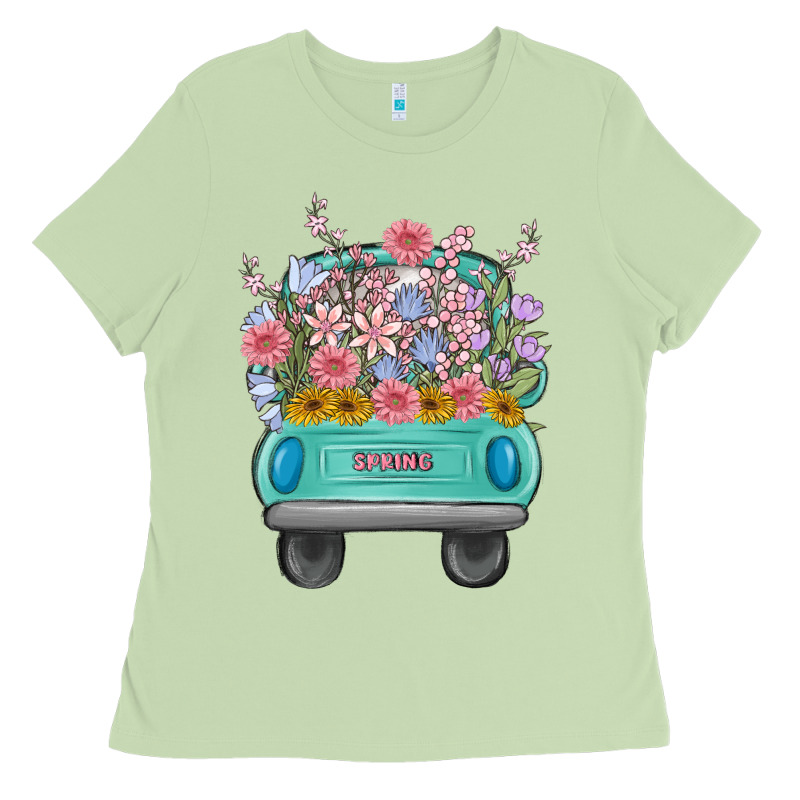 Truck With Flowers Malia Ladies Tee by MaliasSmallBusiness | Teevron