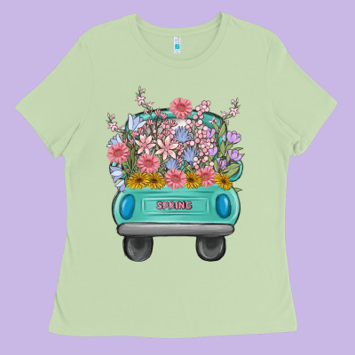 Truck With Flowers Malia Ladies Tee Designed By Maliassmallbusiness