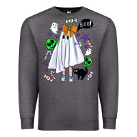 Charcoal Heather cute ghost halloween Premium Sweatshirt - BundleAndBundleShop