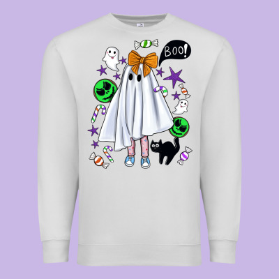 Cute Ghost Halloween Premium Sweatshirt Designed By Bundleandbundleshop