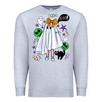 Heather Grey cute ghost halloween Premium Sweatshirt - BundleAndBundleShop