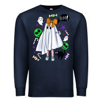 Navy cute ghost halloween Premium Sweatshirt - BundleAndBundleShop