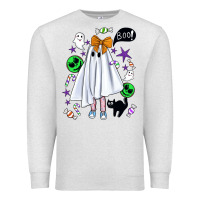 Oatmeal Heather cute ghost halloween Premium Sweatshirt - BundleAndBundleShop