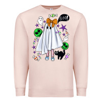 Pale Pink cute ghost halloween Premium Sweatshirt - BundleAndBundleShop