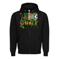 Black St. Patrick's Luck and roll Zipper Hoodie - OliviaCreatesArt
