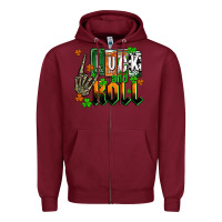 Burgundy St. Patrick's Luck and roll Zipper Hoodie - OliviaCreatesArt