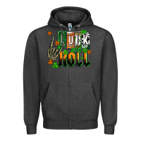 Charcoal Heather St. Patrick's Luck and roll Zipper Hoodie - OliviaCreatesArt