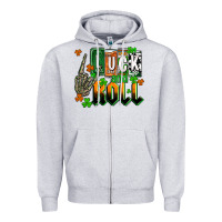 Heather Grey St. Patrick's Luck and roll Zipper Hoodie - OliviaCreatesArt