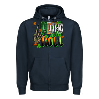 Navy St. Patrick's Luck and roll Zipper Hoodie - OliviaCreatesArt